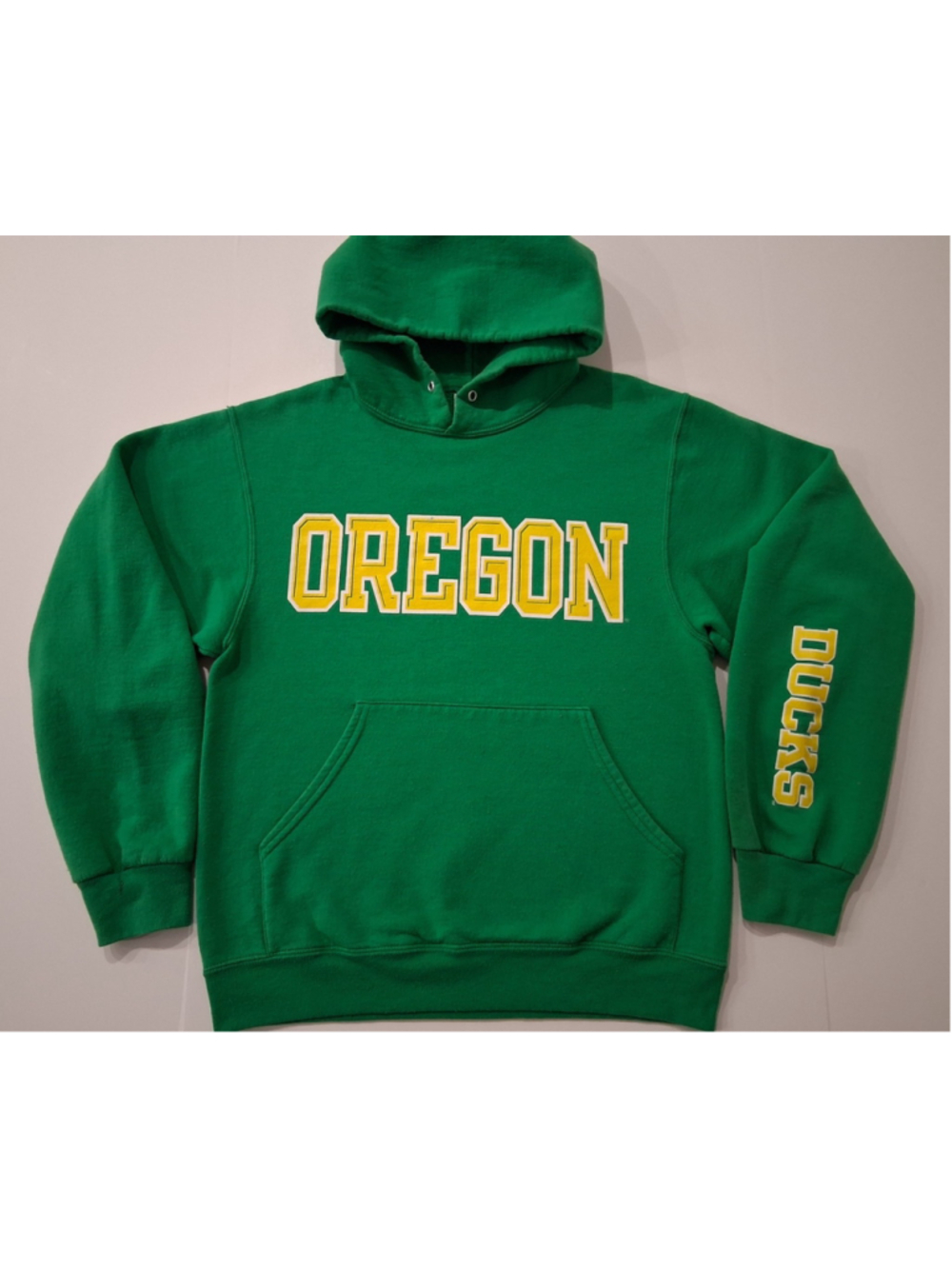 Vintage 90s Y2K Oregon Ducks Adult Small NCAA Hoodie Sweatshirt Green Jerzees